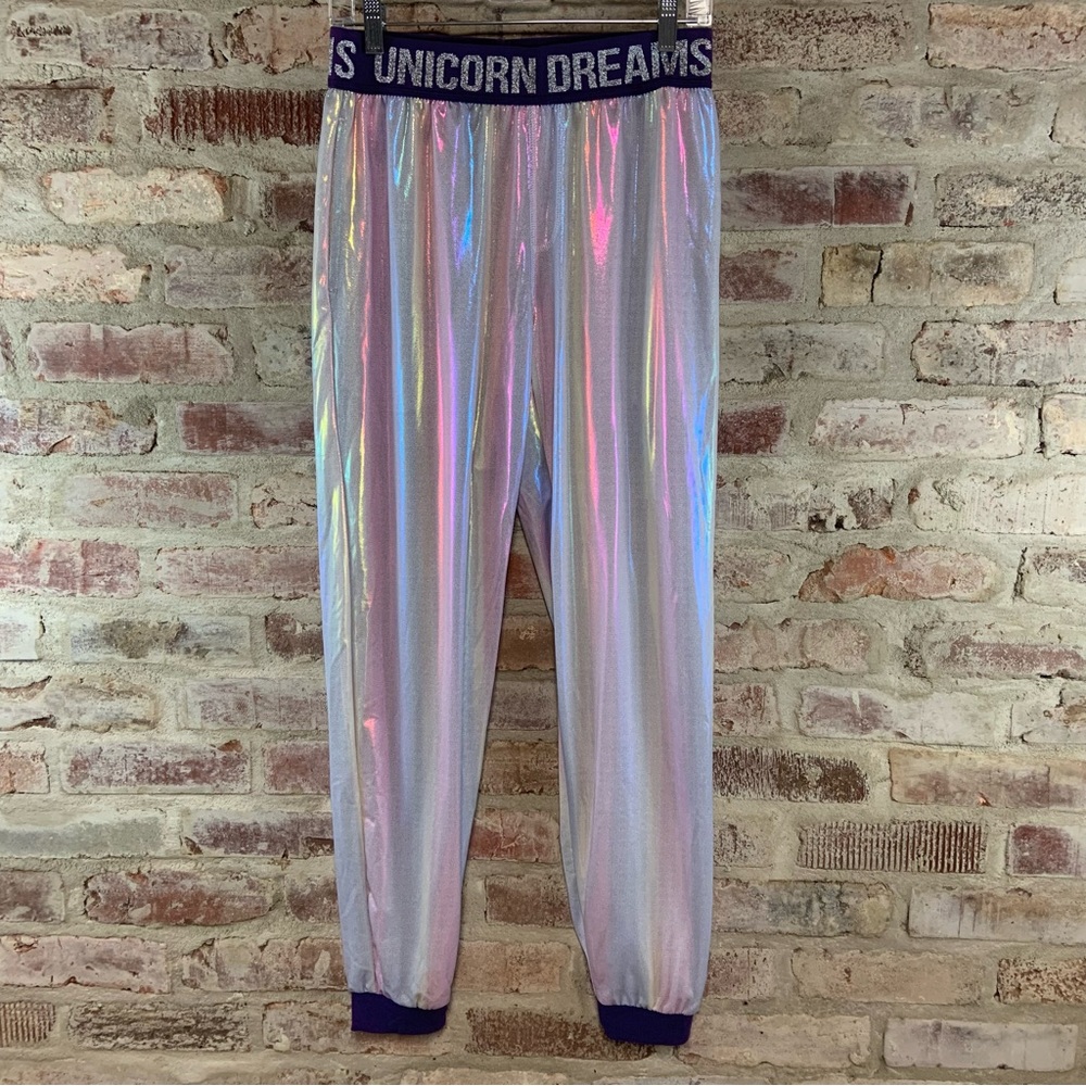 Unicorn dreams iridescent shiny joggers small